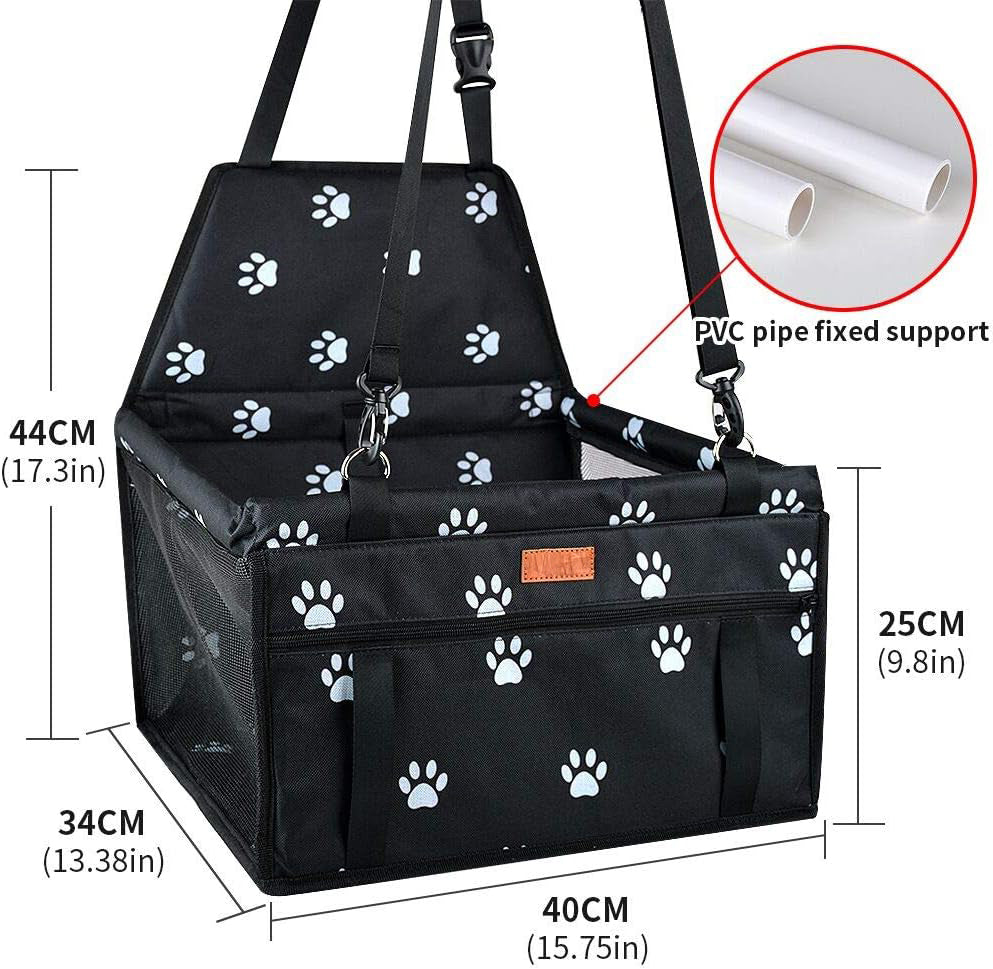 Dog Car Seat Puppy Portable Pet Booster Car Seat with Clip-On Safety Leash and PVC Support Pipe