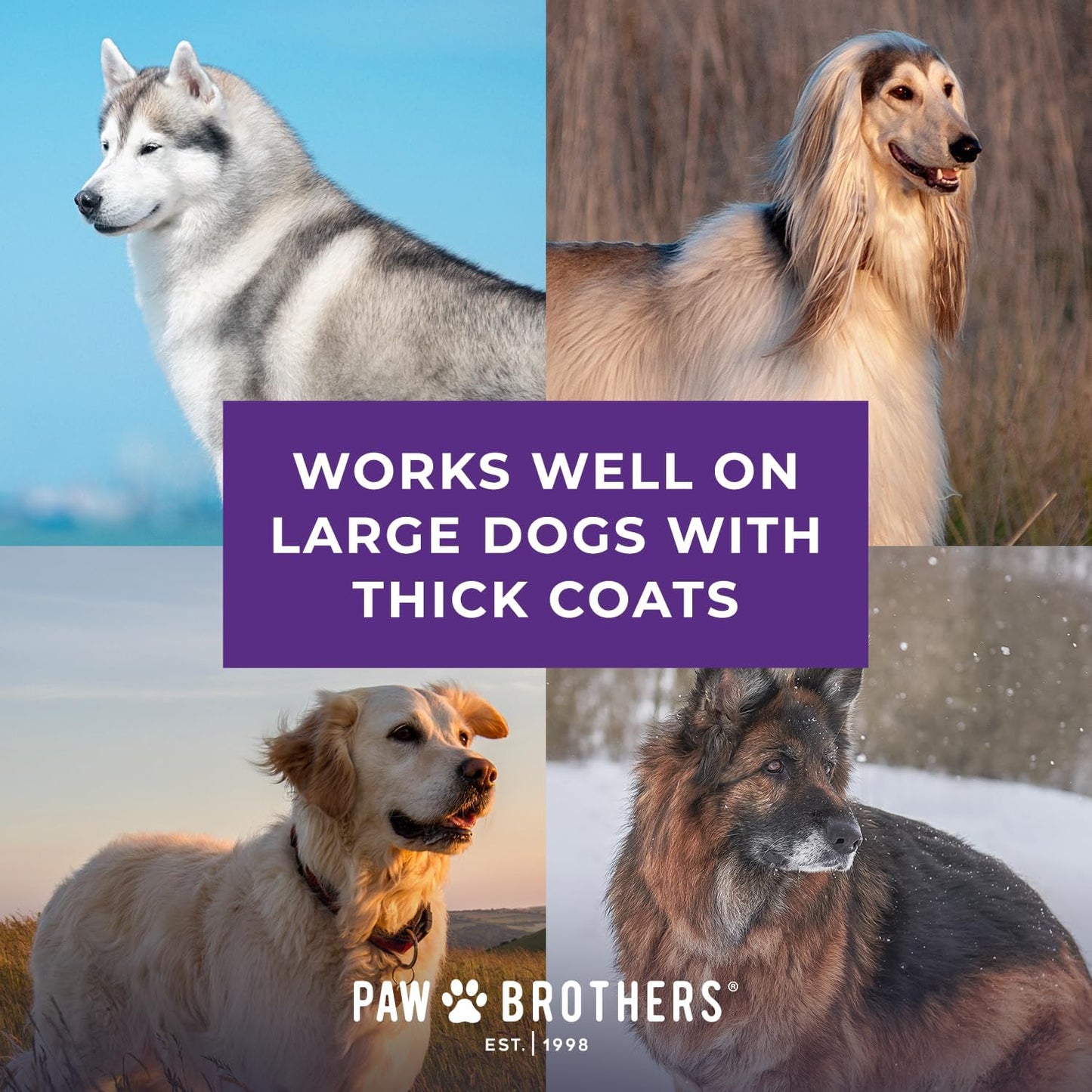 Paw Brothers Professional Grade Extra Long Slicker Brush - Ergonomic Handle