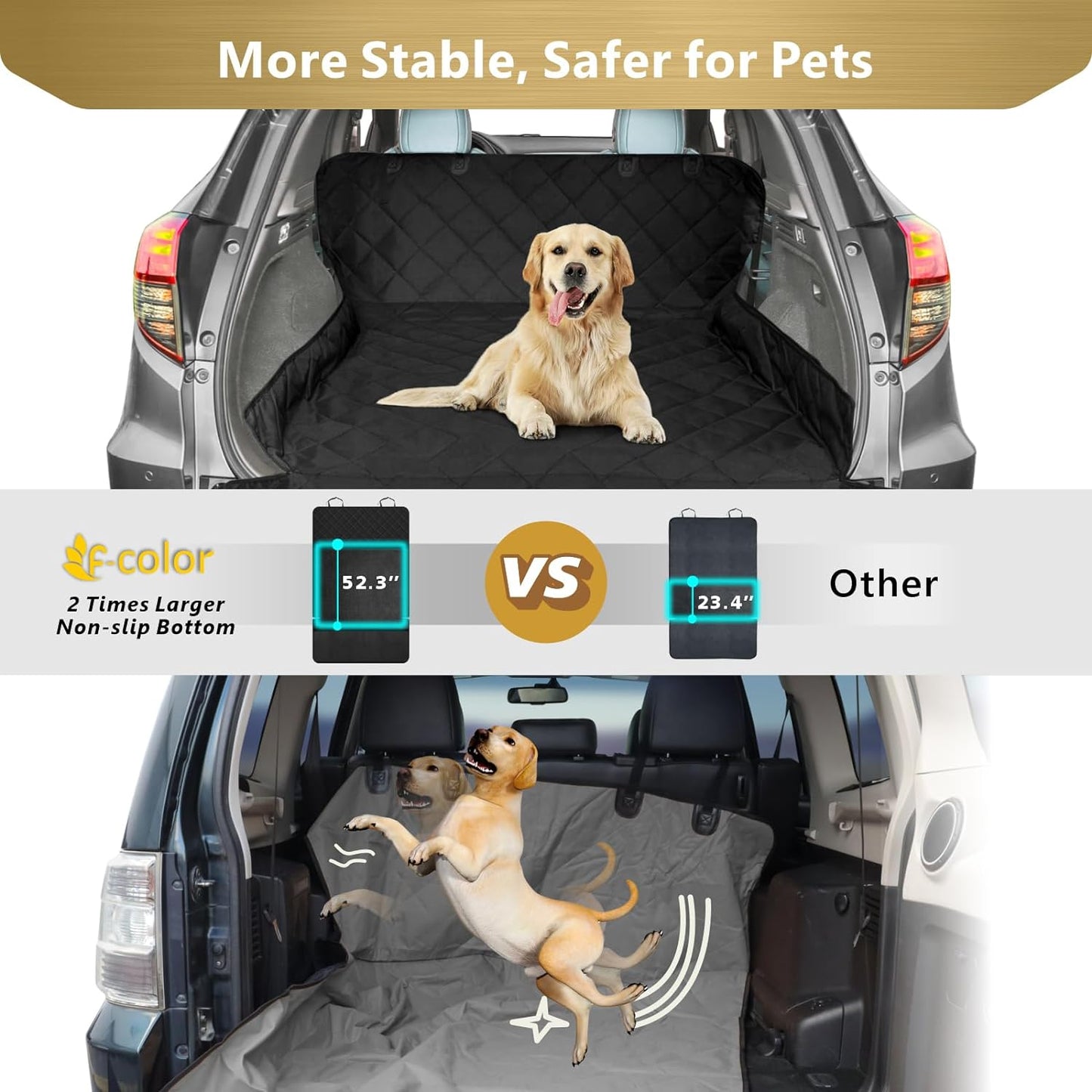 Water Resistant Pet Cover Dog Seat Mat SUVs Sedans Vans with Bumper Flap Protector