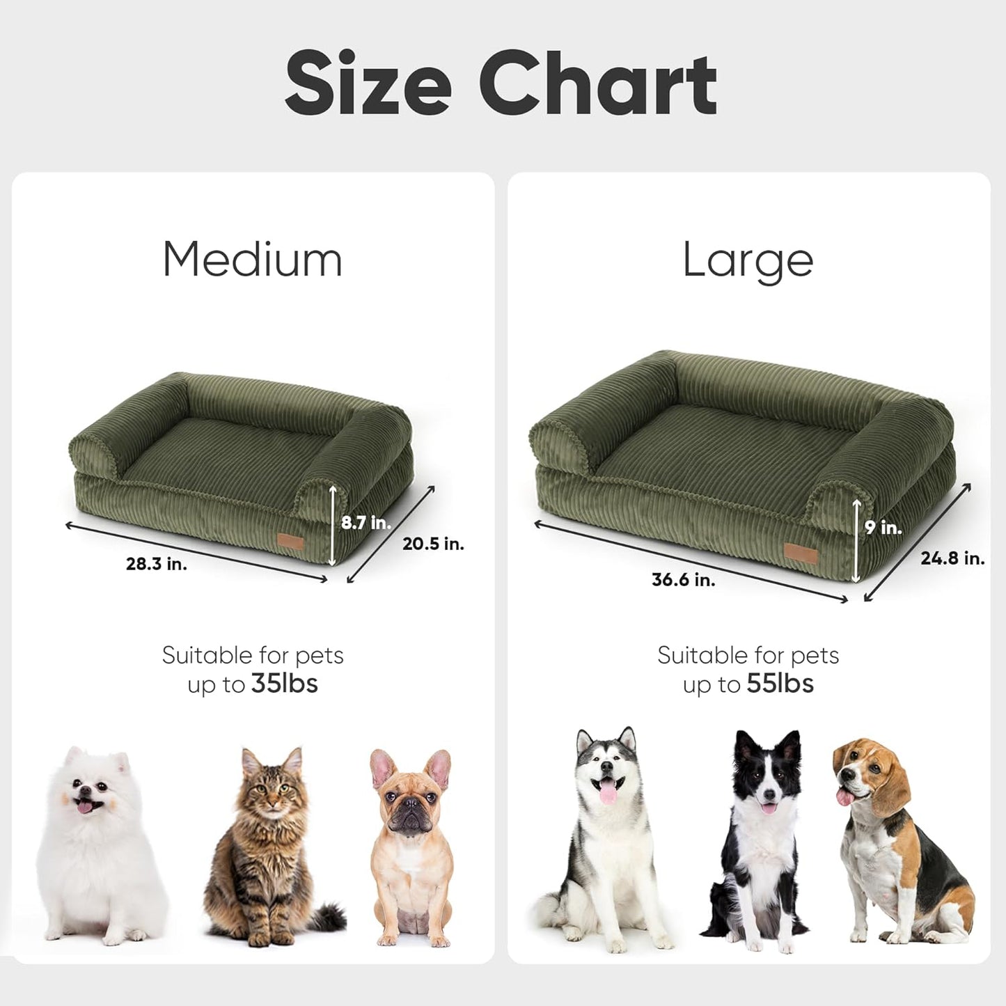 28in Waterproof Orthopedic Dog Beds Sofa for Small Dogs and Large Cats