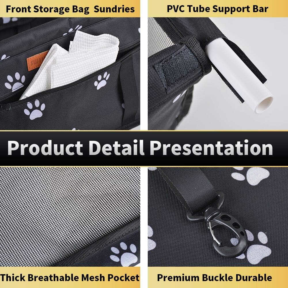 Dog Car Seat Puppy Portable Pet Booster Car Seat with Clip-On Safety Leash and PVC Support Pipe