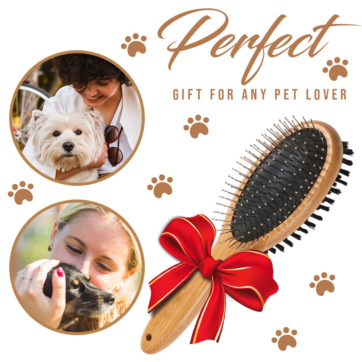 KylePet Dog Brush, Double Sided Pet Slicker Brush with Bamboo Handle for Dogs and Cats Long Hair