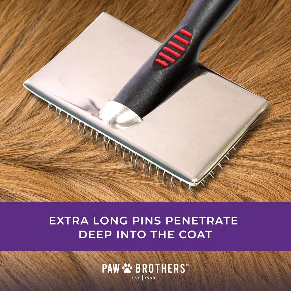 Paw Brothers Professional Grade Extra Long Slicker Brush - Ergonomic Handle