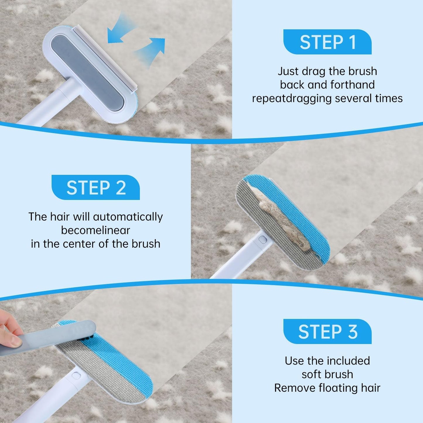 Pet Hair Remover Tool for Furniture, Reusable Washable Dog and Cat Hair Lint Removal Brush