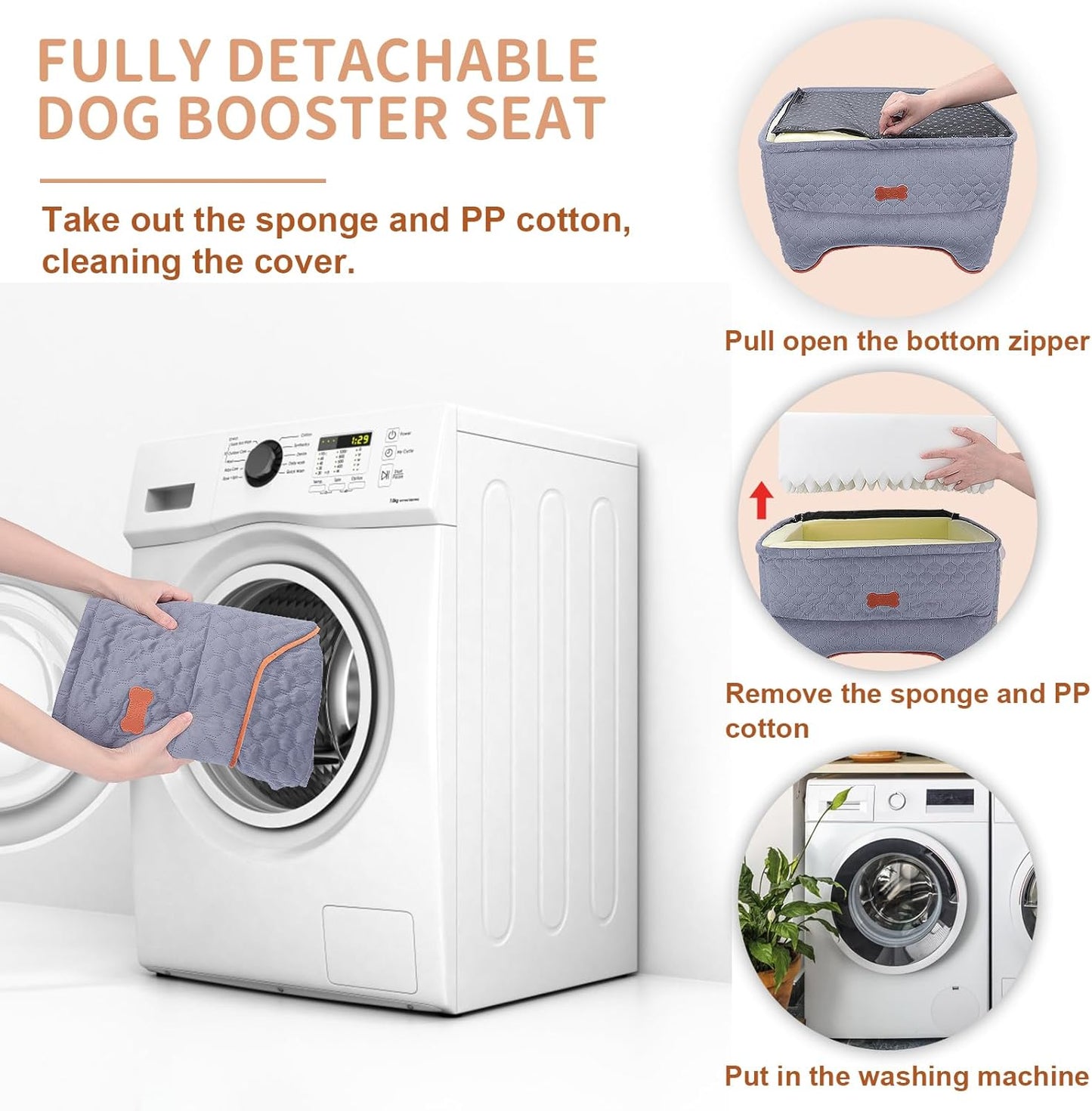 Dog Car Seat - Memory Foam Dog Booster Seat for Small Dogs Up to 25lbs-Elevated Pet Car Seat