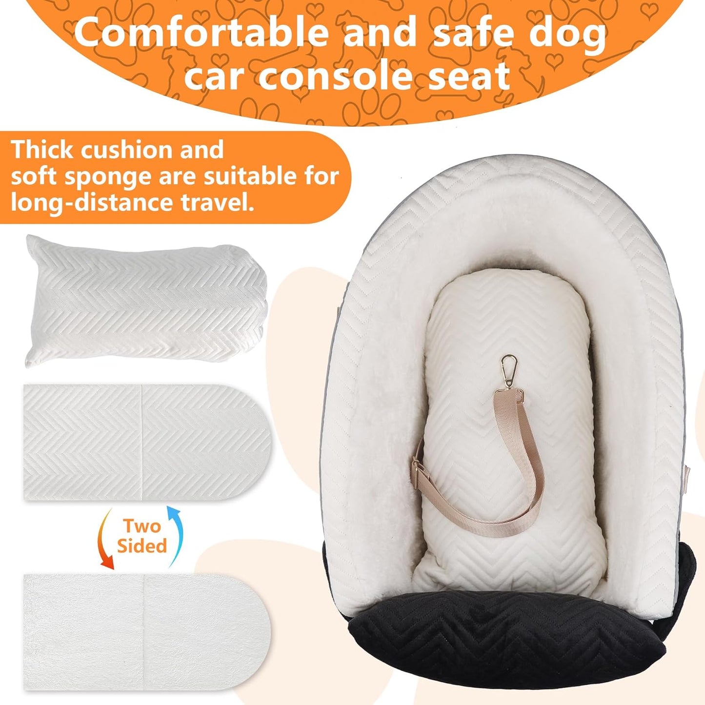 Dog Car Seat for Small Dogs Adjustable Portable Center Console Removable Cat Booster Cars Seats