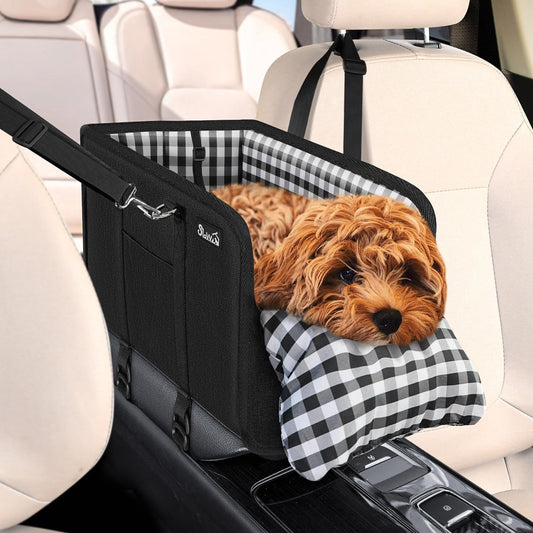 Portable Dogs Armrest Booster Seat for Small Dog Anti-Collapse Pet Car Seat with Soft Cushion Safety Belt