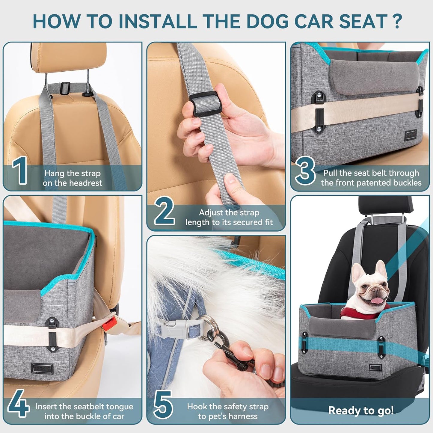 Dog Car Seats for Small Dogs, Patent Safe Buckles Dog Booster Car Seat