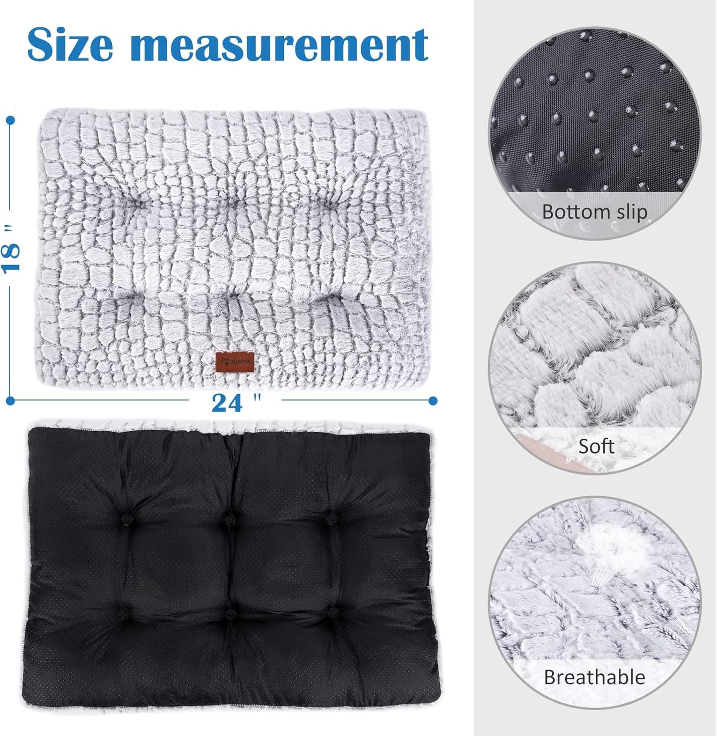 Soft Fluffy Pet Cushion Mat for Small Dogs, Anti-Slip Comfy Kennel Pad for Puppy Crates UK Pets
