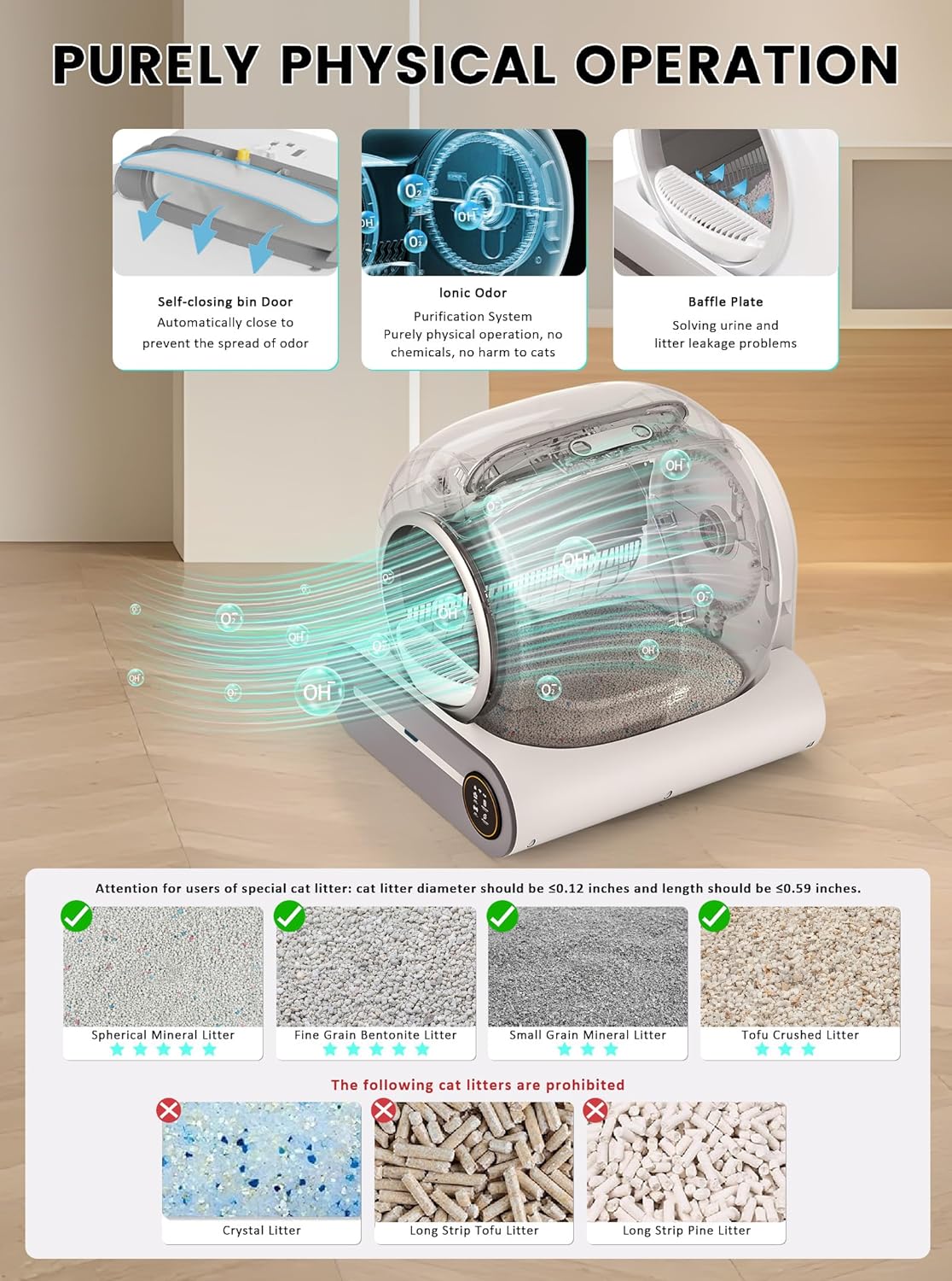 Automatic Litter Box, Upgraded Robot Self Cleaning Litter Box for Multiple Cats