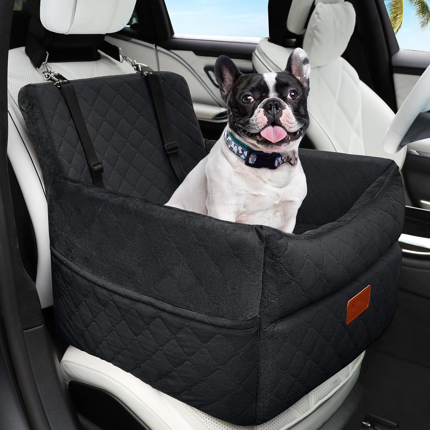 Small Dog Car Seat, Memory Foam Dog Booster Car Seats with Thick Cushion for Medium Dogs Under 35lbs