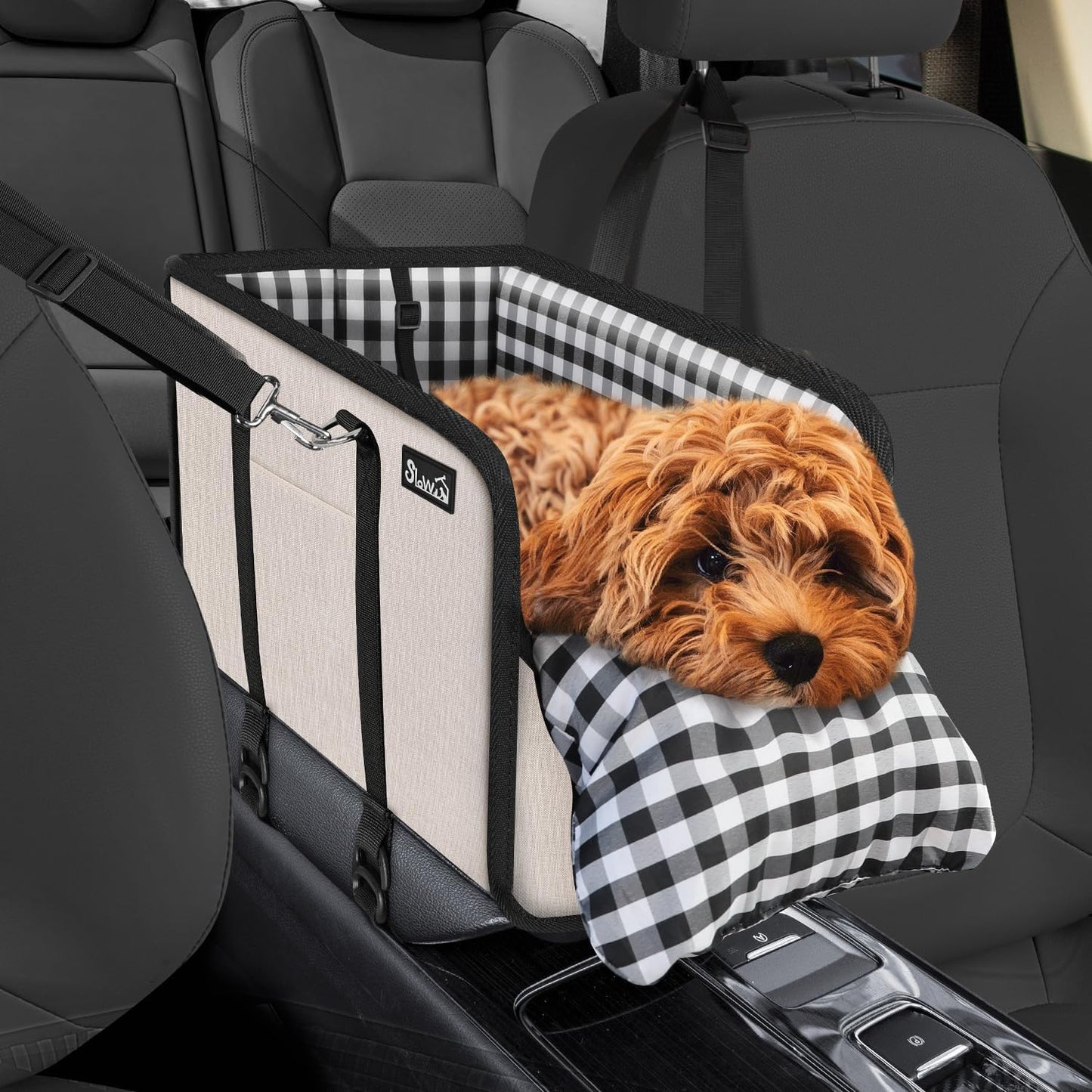 Portable Dogs Armrest Booster Seat for Small Dog Anti-Collapse Pet Car Seat with Soft Cushion Safety Belt