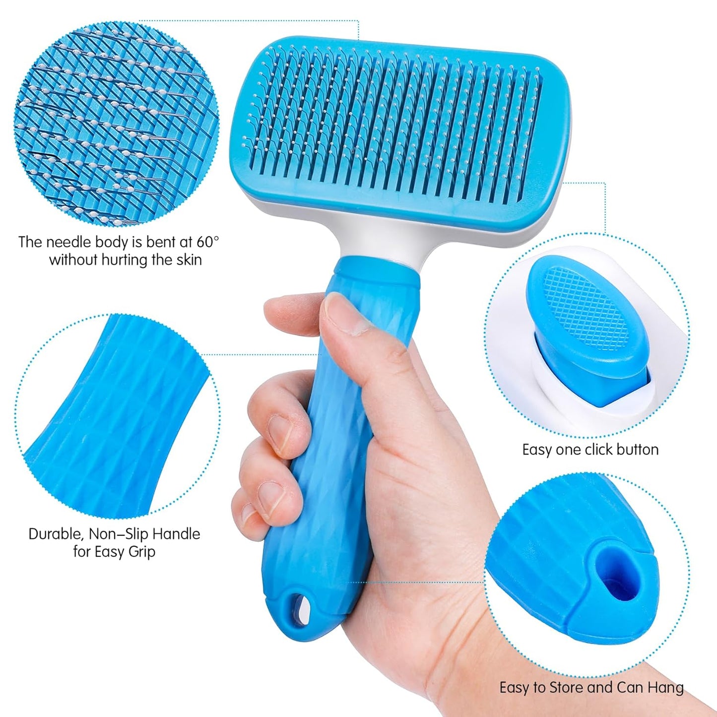 Dog & Cat Brush, Self Cleaning Slicker Brush for Pets, Upgraded Dog Brush for Shedding Massaging and Grooming