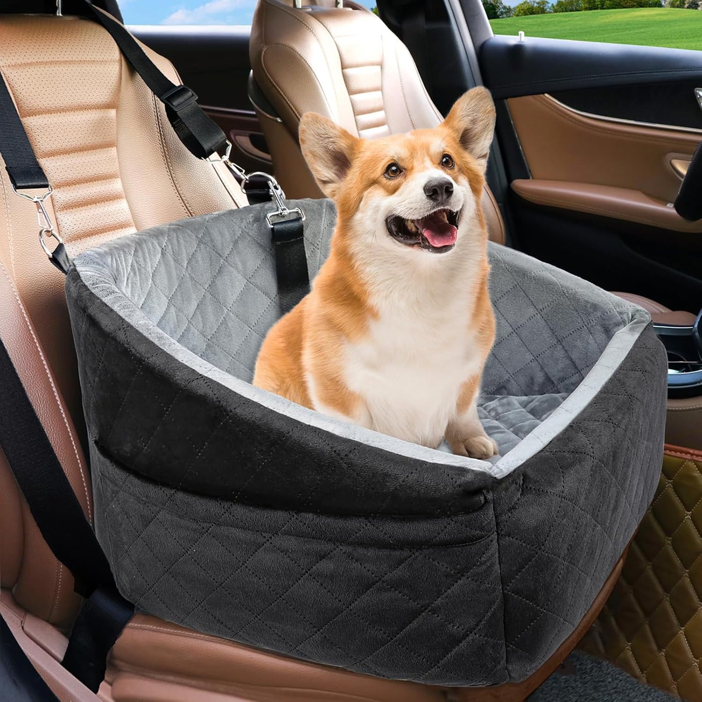 Dog Car Seat for Small Medium Dogs, Detachable Washable Dog Booster Seat Under 30lbs