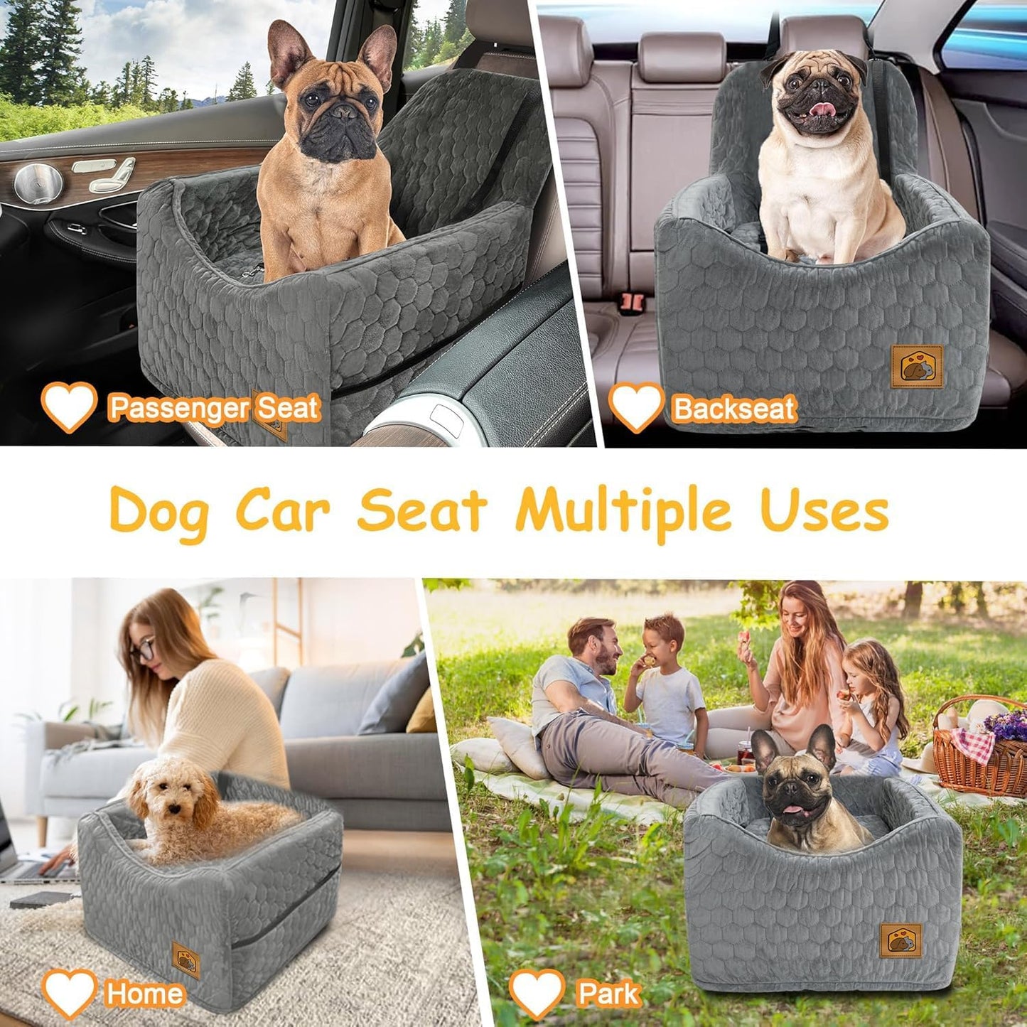 Dog Car Seat for Small/Medium Dogs, Memory Foam Dog Booster Seat, Travel Safety Per Car Seat