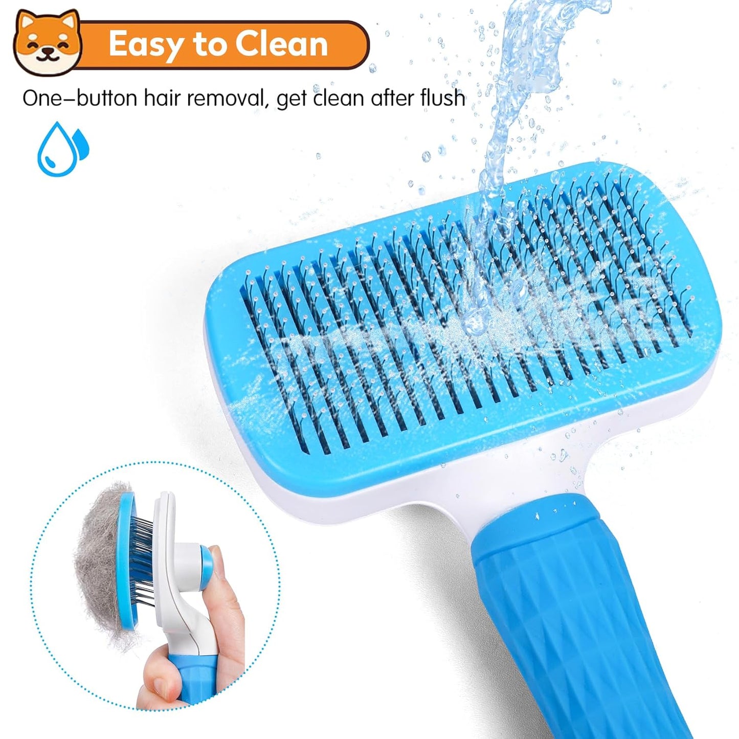 Dog & Cat Brush, Self Cleaning Slicker Brush for Pets, Upgraded Dog Brush for Shedding Massaging and Grooming