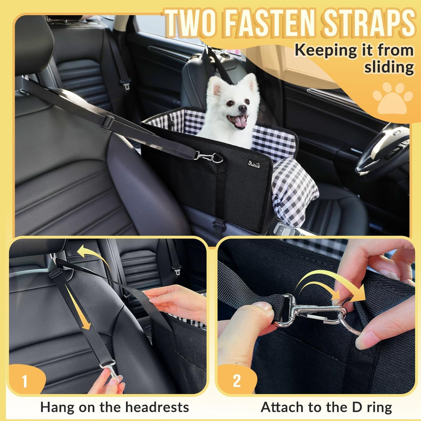 Portable Dogs Armrest Booster Seat for Small Dog Anti-Collapse Pet Car Seat with Soft Cushion Safety Belt