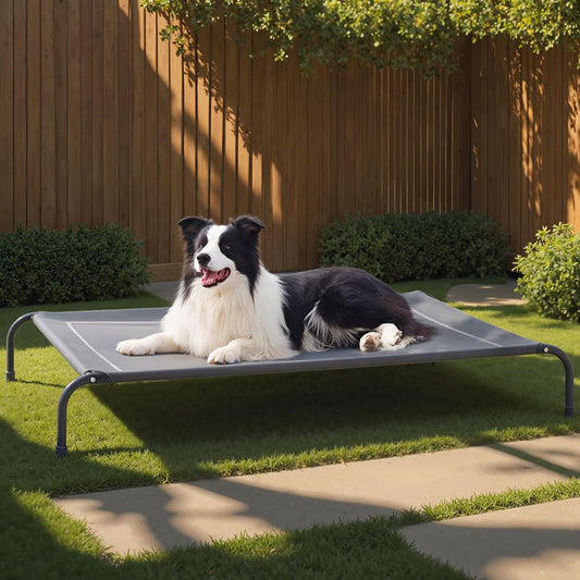 Portable Outdoor Elevated Dog Bed with Skid-Resistant Feet, with Breathable Mesh