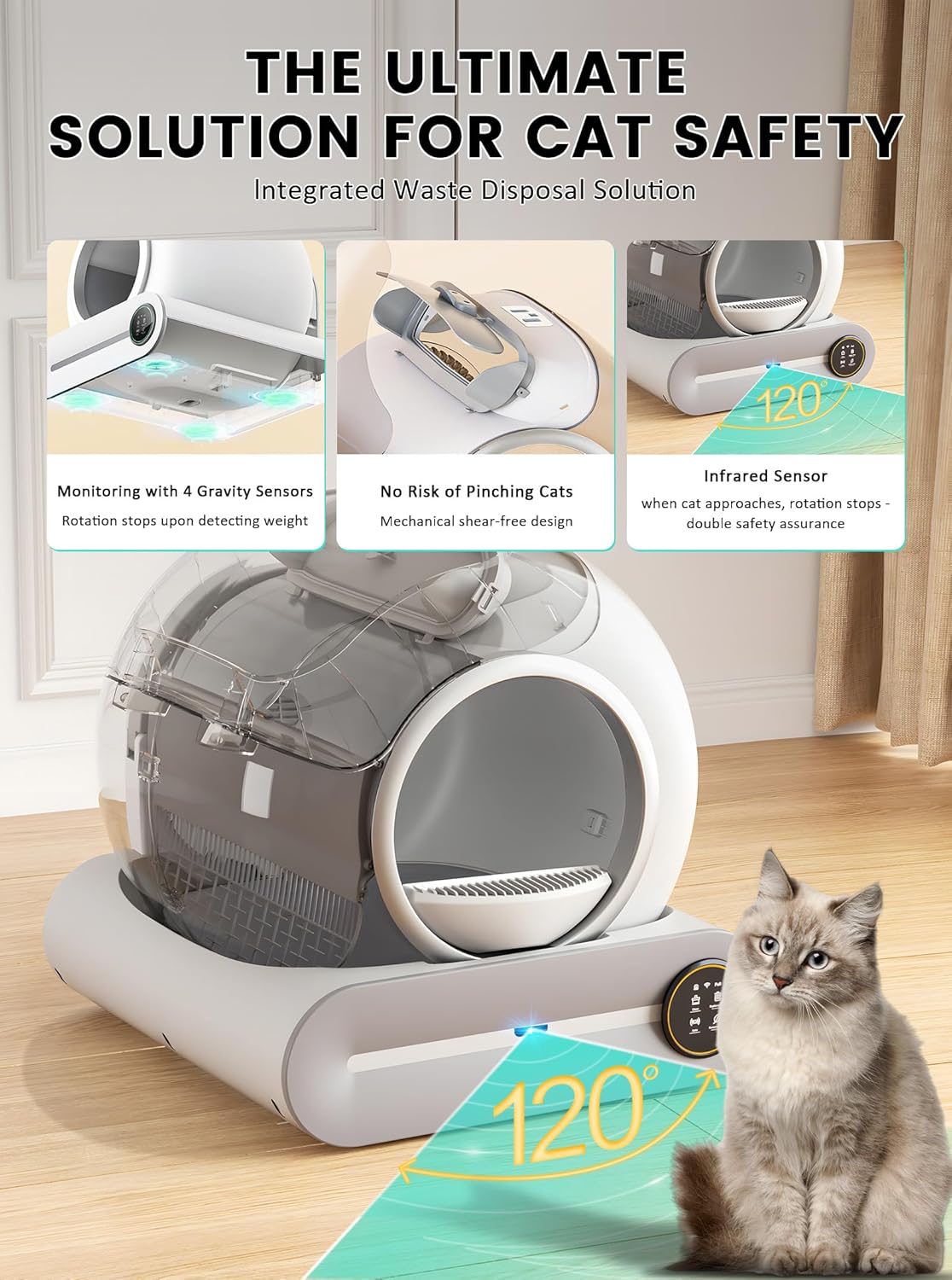Automatic Litter Box, Upgraded Robot Self Cleaning Litter Box for Multiple Cats