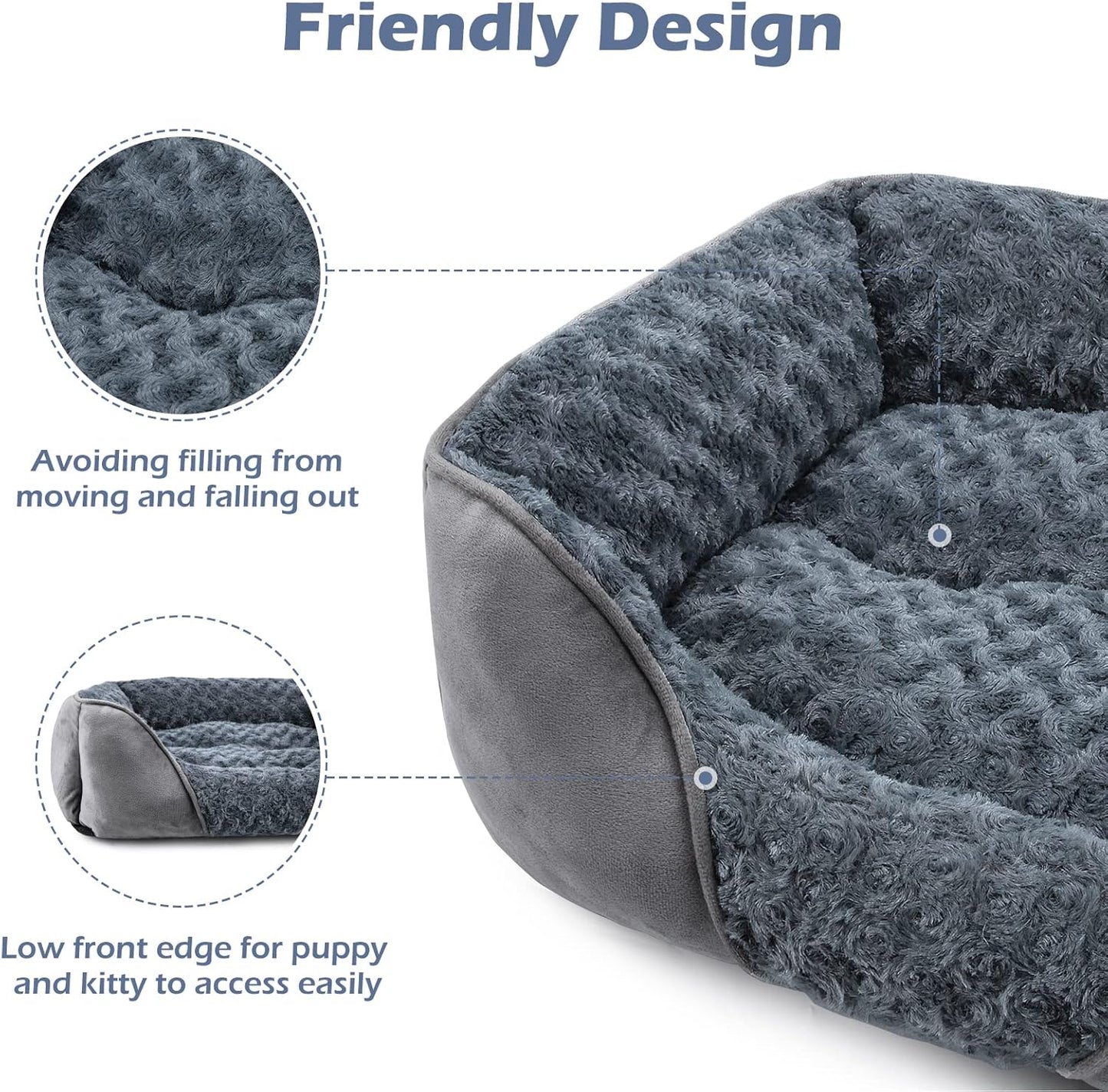 Dog Beds for Large Medium Small Dogs Cats, Rectangle Washable Orthopedic Dog Bed with Anti-Slip Bottom