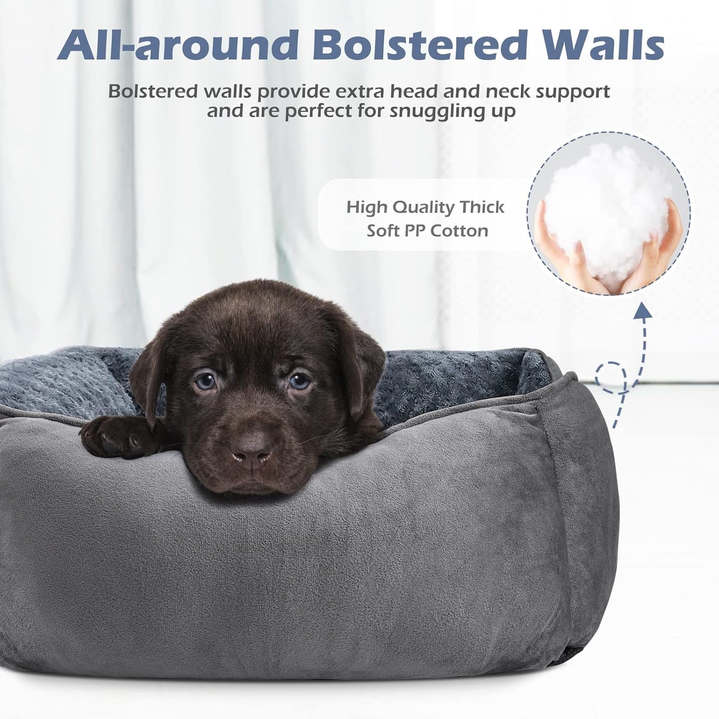 Dog Beds for Large Medium Small Dogs Cats, Rectangle Washable Orthopedic Dog Bed with Anti-Slip Bottom