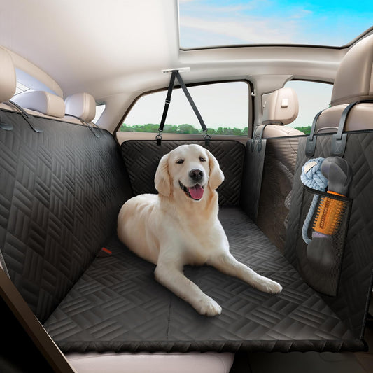 Dog Car Seat Cover for Back Seat, Hard Bottom Extender for Dogs, Holds 400lbs, 600D Heavy