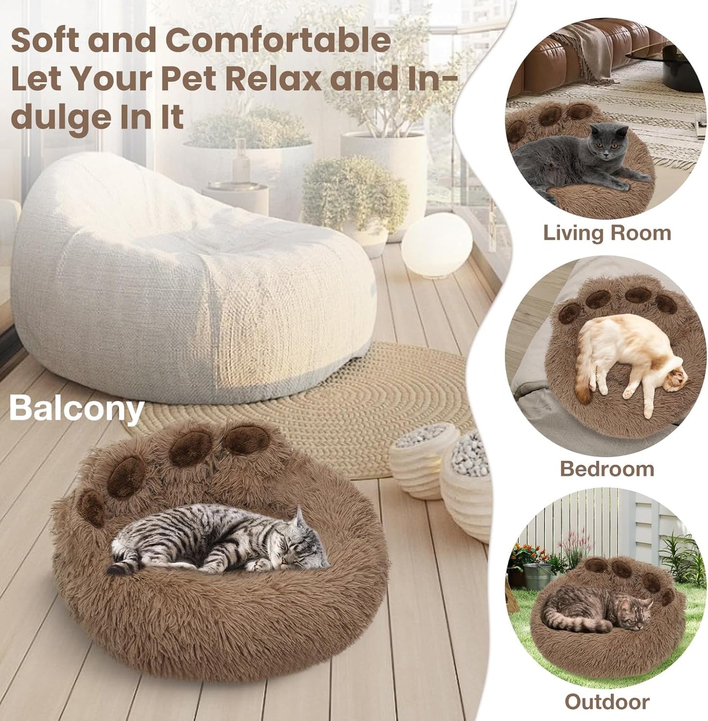 Washable Medium Pet Bed, Warm Kitten Nest 24 inches for Medium Size Dog