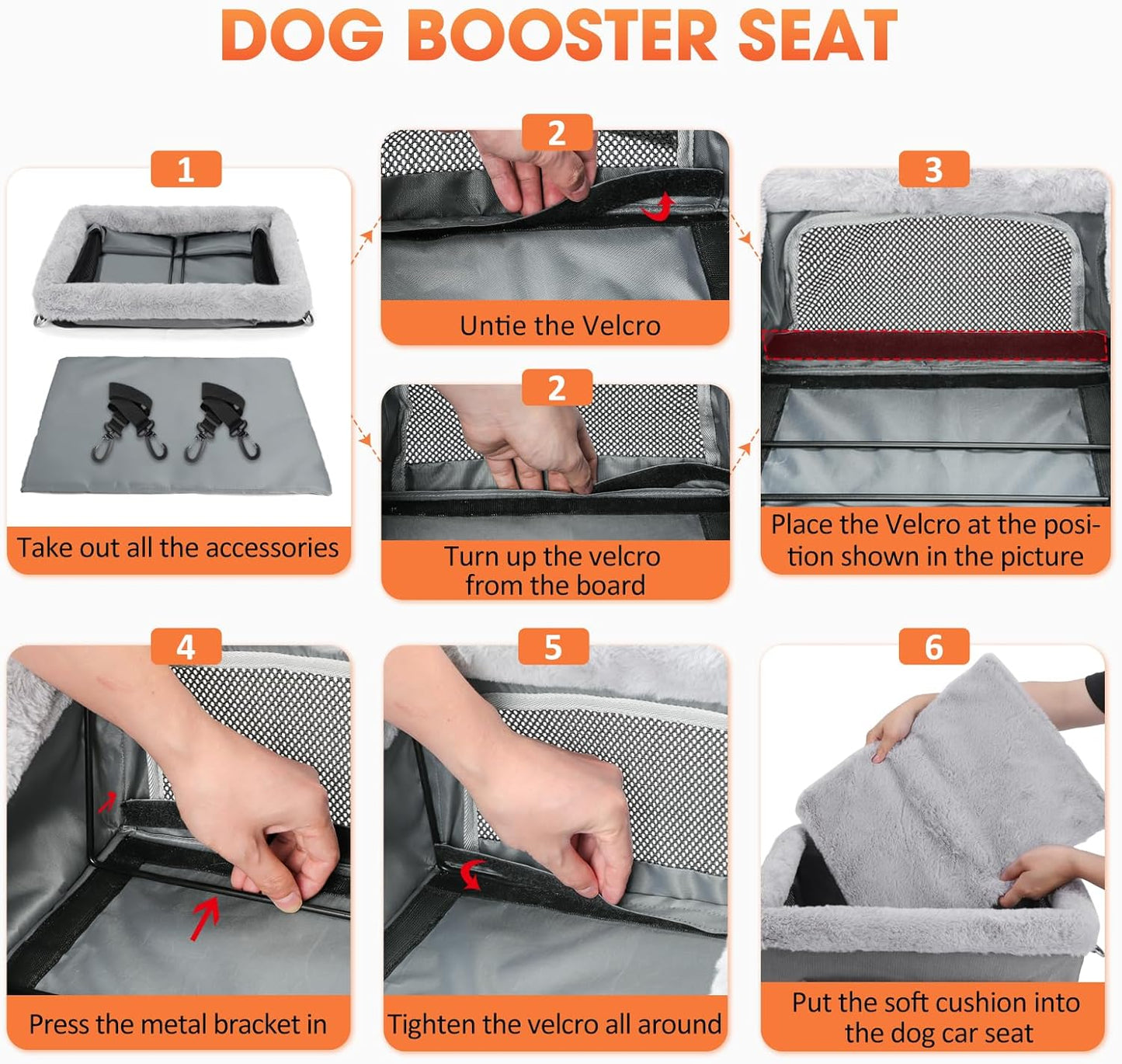 Deluxe Dog Booster Seat with Sturdy Metal Frame and Safety Leash for Small Pets up to 20 lbs