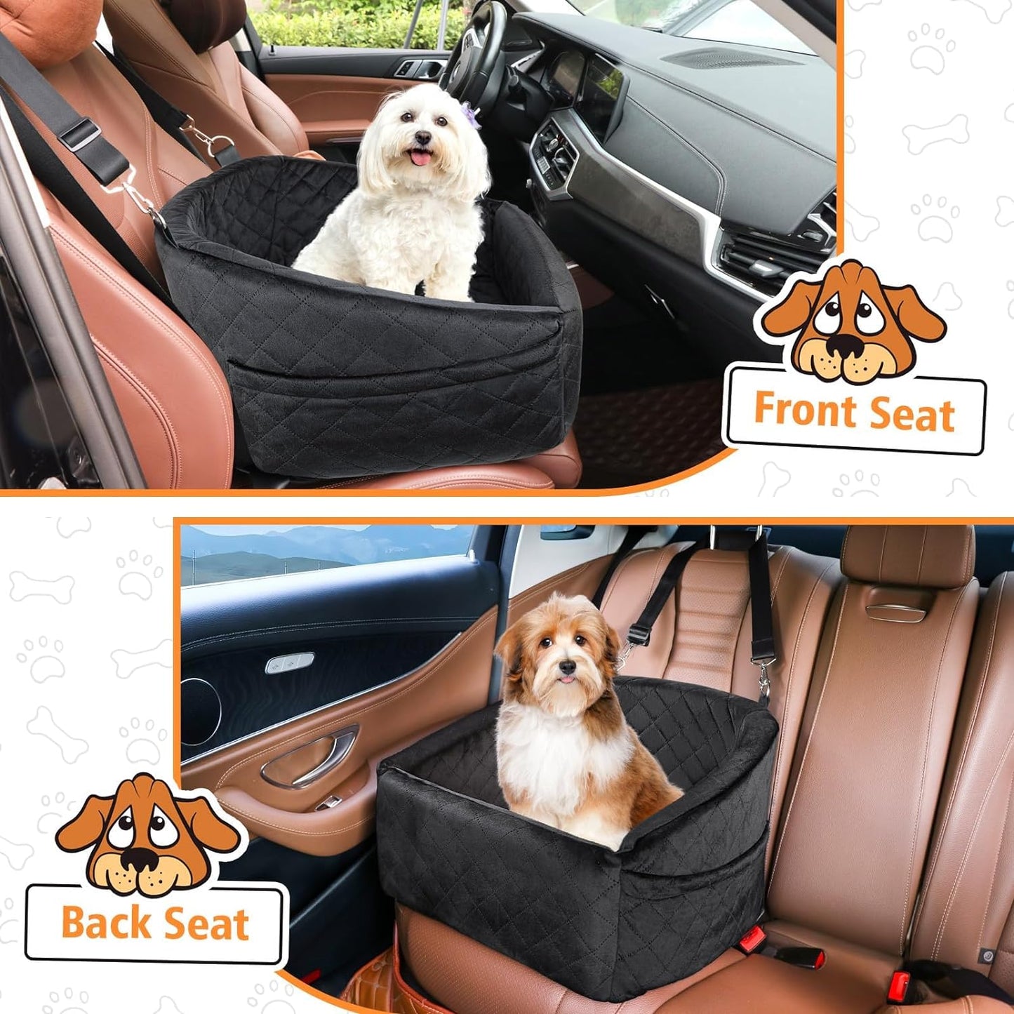 Dog Car Seat for Small Medium Dogs, Detachable Washable Dog Booster Seat Under 30lbs