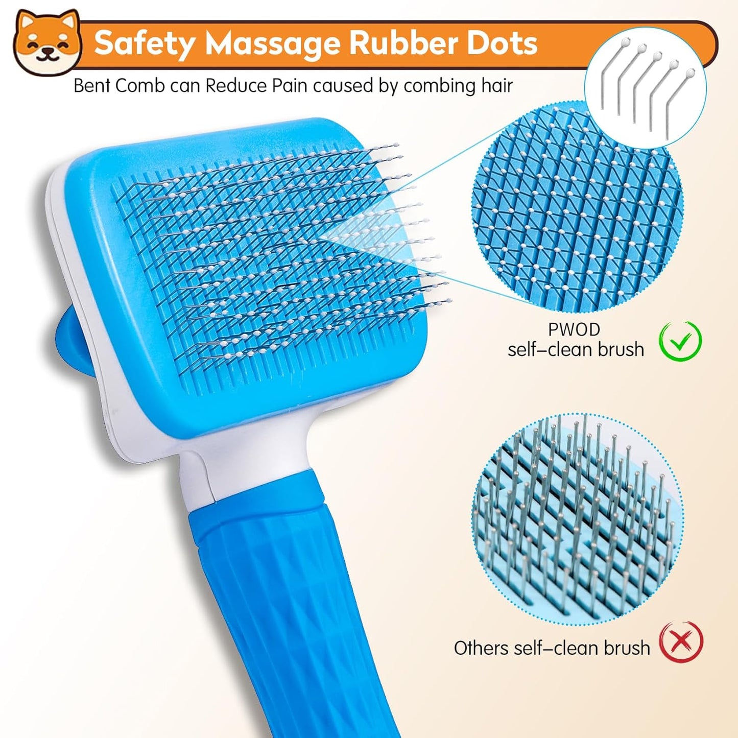 Dog & Cat Brush, Self Cleaning Slicker Brush for Pets, Upgraded Dog Brush for Shedding Massaging and Grooming