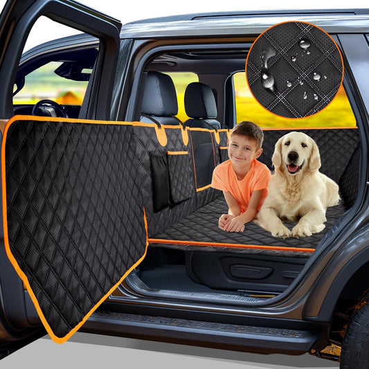 Dog Car Seat Cover for Back Seat, Hard Bottom Car Seat Cover for Dogs with Door Protectors