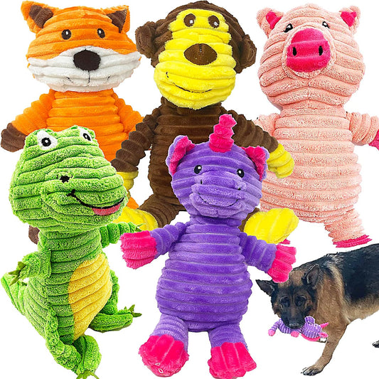 Plush Dog Toys Assortment Value Bundle Puppy Pet Mutt Squeak Toy for Medium Large Dogs