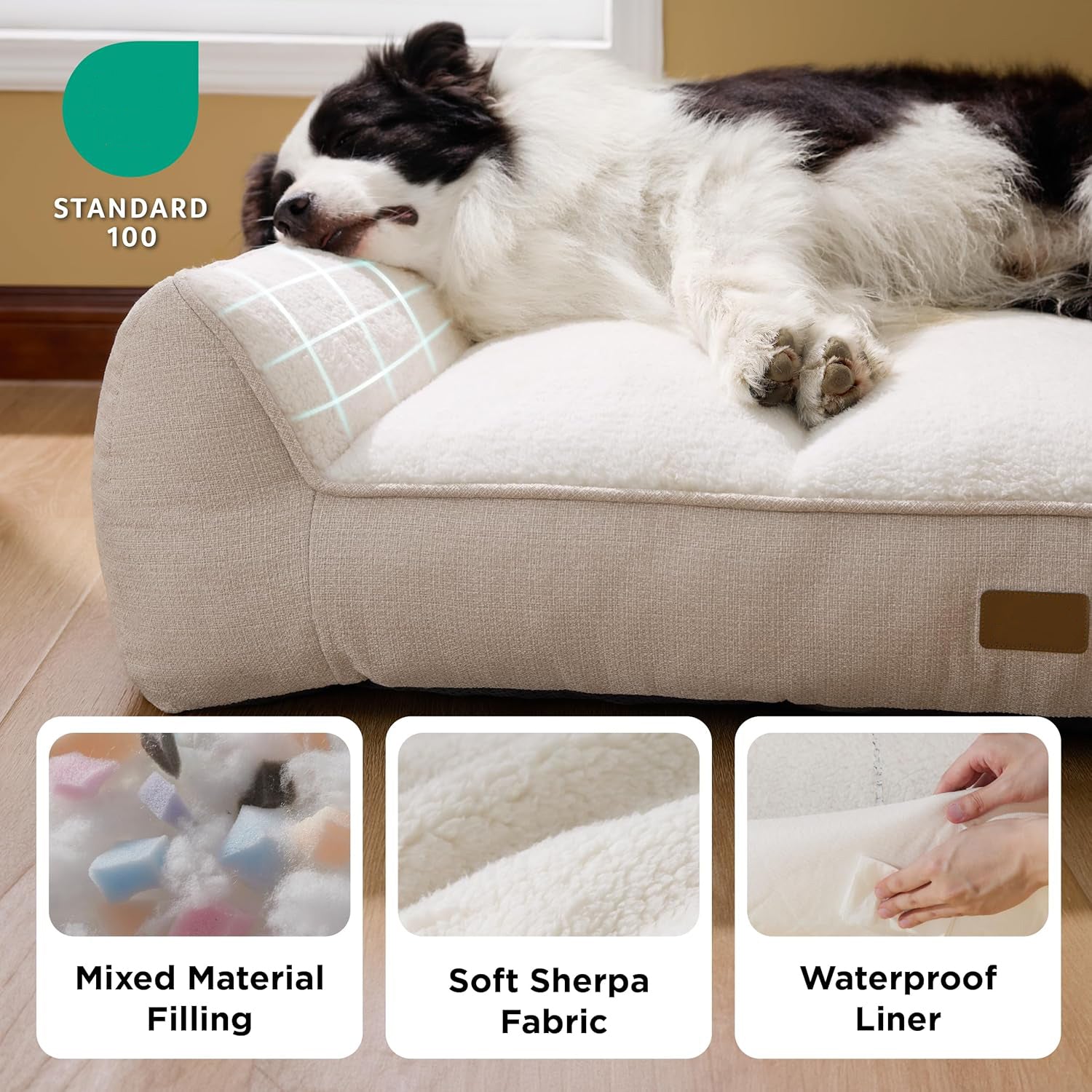 Material of Extra Thick Supportive Pet Bed Sofa