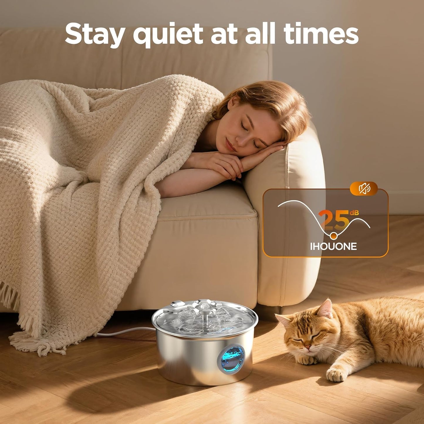 Stainless Steel Cats Dogs Water Fountain