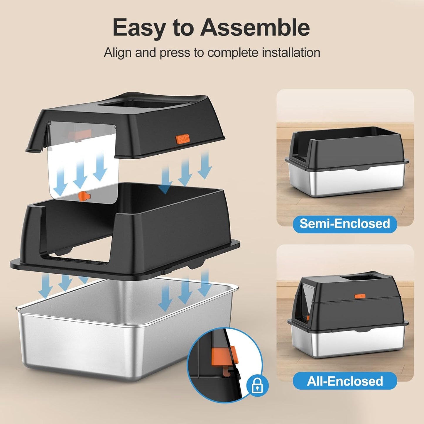 Stainless Steel Litter Box for Small Cats