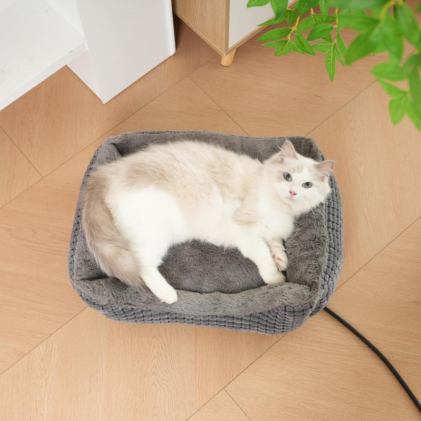 Washable Heated Cat Bed for Indoor Use, Electric Heating Pad for Cats and Small Dogs
