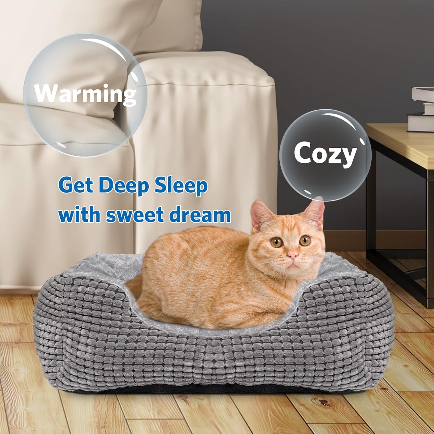 Washable Heated Cat Bed for Indoor Use, Electric Heating Pad for Cats and Small Dogs